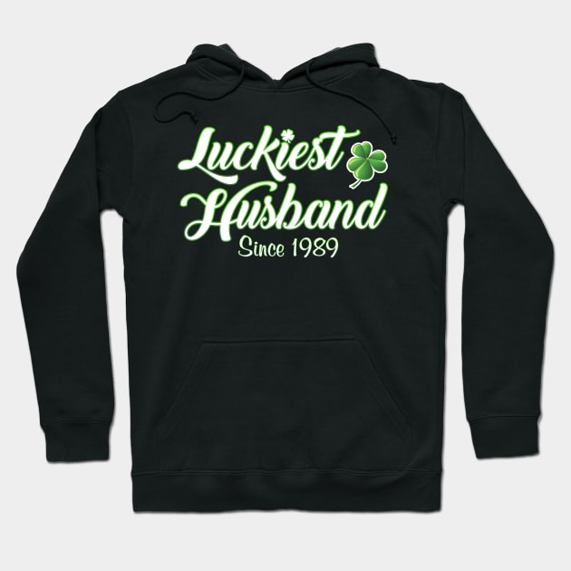 Luckiest Husband Since 1989 St. Patrick's Day Wedding Anniversary Hoodie by Just Another Shirt